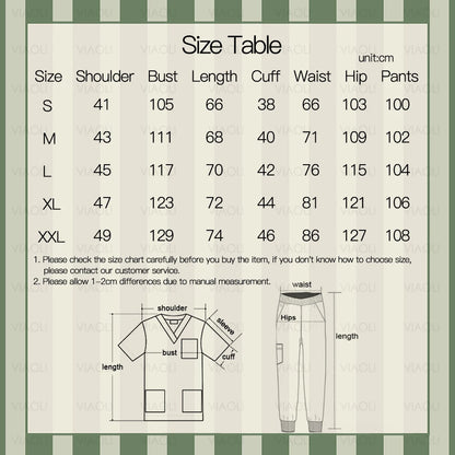 Nurse Uniforms Woman Short Sleeve V Neck Top Scrubs Jogger Pants Medical Scrubs Set Women Summer Casual Uniformes Clinicos Mujer
